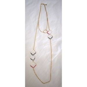 Ep Square And Hexagon Shaped Beaded Chain Necklace